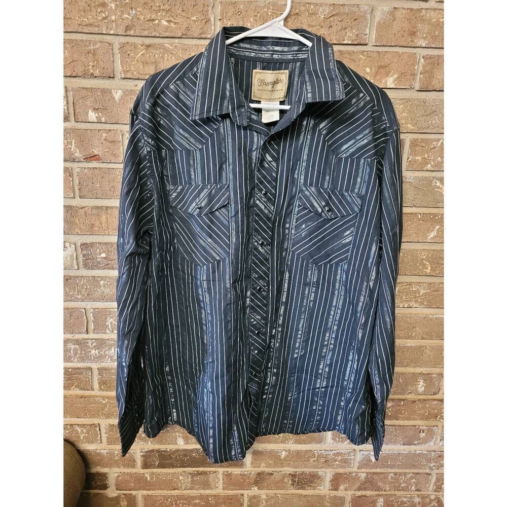 Wrangler Pearl Snap Western Button Down Long Sleeve, Mens XL